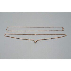 Sterling Silver Chain Necklace Set Heart Cut Stone Accent 925 9" Rose Gold Plate